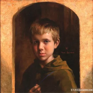 男性男孩肖像油画