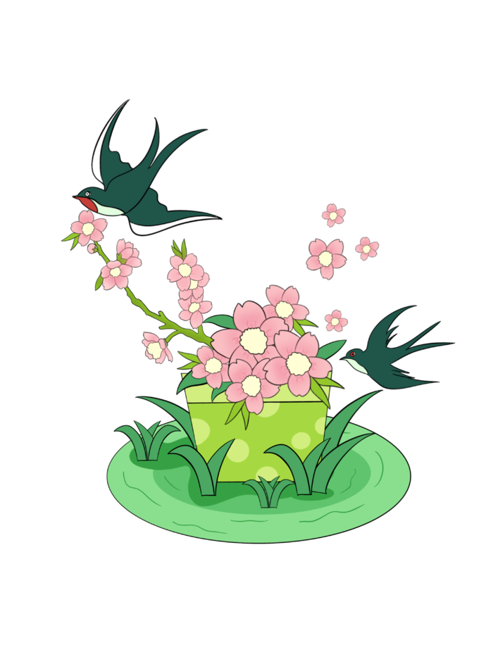 清明元素卡通春天清明节晚春绿色