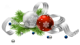 圣诞节装饰白色雪花红色球飘带