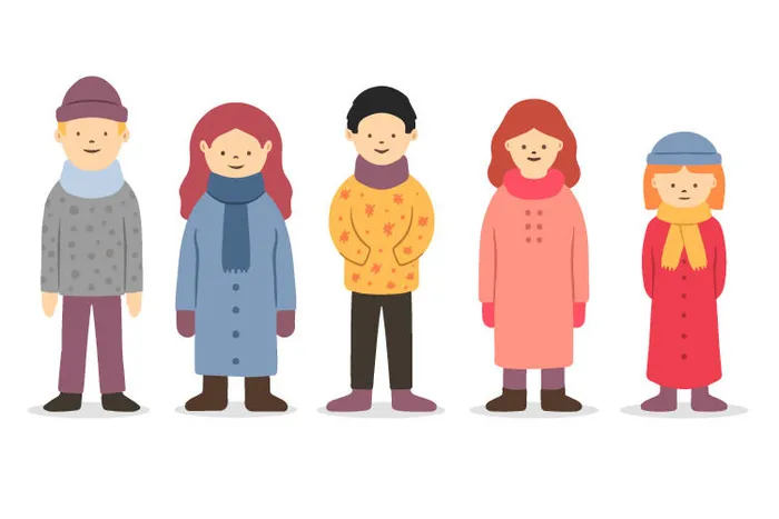 冬天服饰服装冬装穿冬装保暖冬季卡通人物男女装Ai矢量图片素材ai矢量模版下载