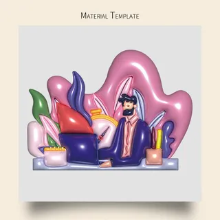 3D立体男人办公插画元素