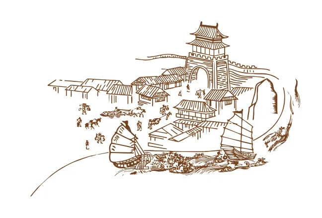 古城勾线线条矢量乡镇古代cdr矢量模版下载