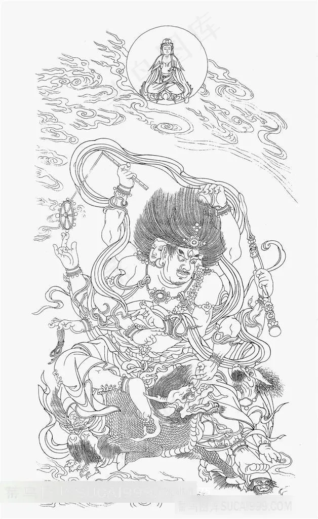 高清线笔画佛像设计素材