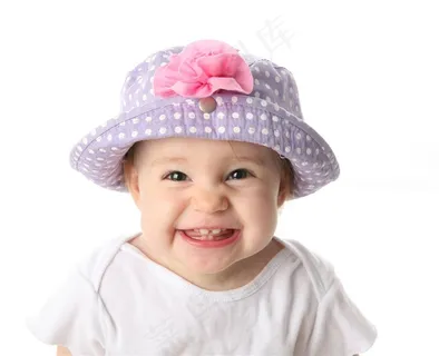 戴着帽子的开心可爱小宝宝摄影图片