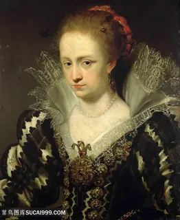 戴珍珠项链的欧洲贵妇油画图片 戴珍珠项链的欧洲贵妇油画图片