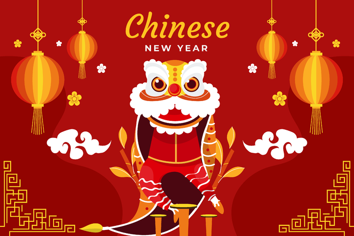 新年虎年舞狮插画 ai矢量模版下载