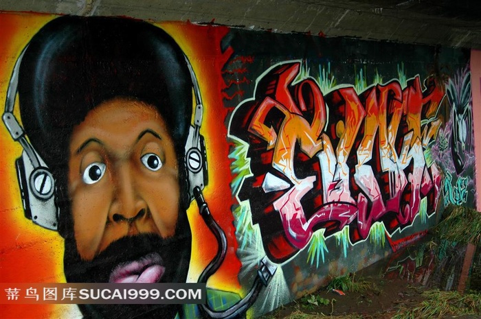 室内墙上喷的涂鸦绘画艺术摄影高清图片