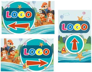 儿童乐园指路牌 游乐园 亲子乐园 左右 望远镜 