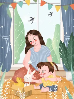 母亲节 母亲节插画 母亲节宣传