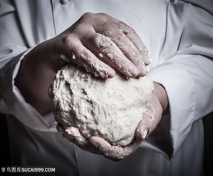 揉面和面的厨师高清图片