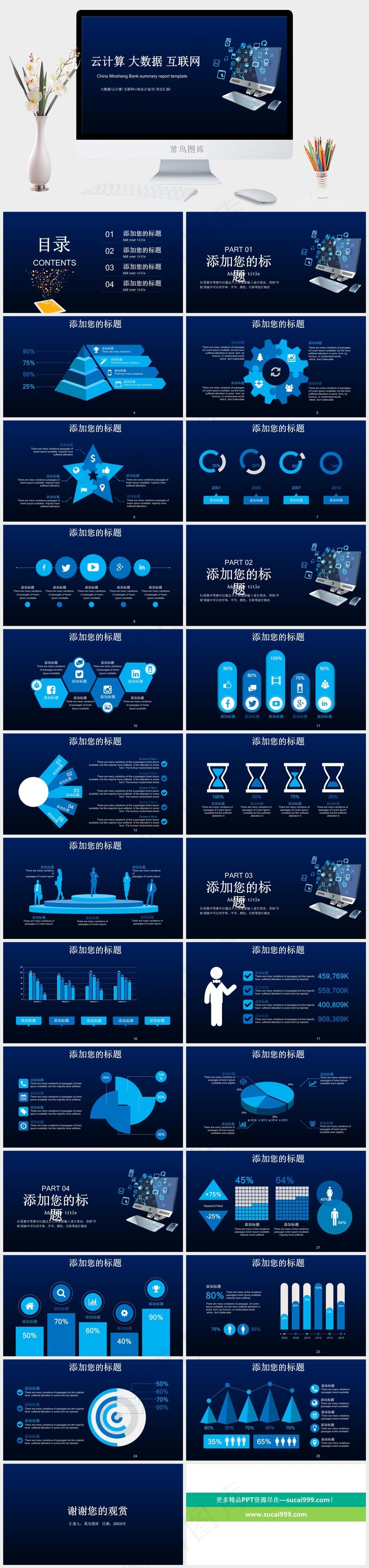 云计算大数据互联网公司行业IT商业计划书PPT模板