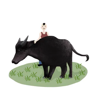 清明清明节卡通牧童放牛