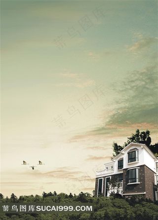 晴朗天空下的别墅