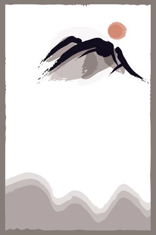 中国风传统水墨古风古典展板边框工笔画PS海报背景平面广告Ai设计素材