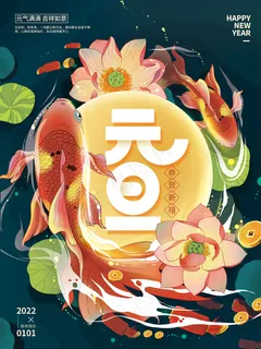 2022年元旦新年中国风节日海报 2022年元旦新年中国风节日海报