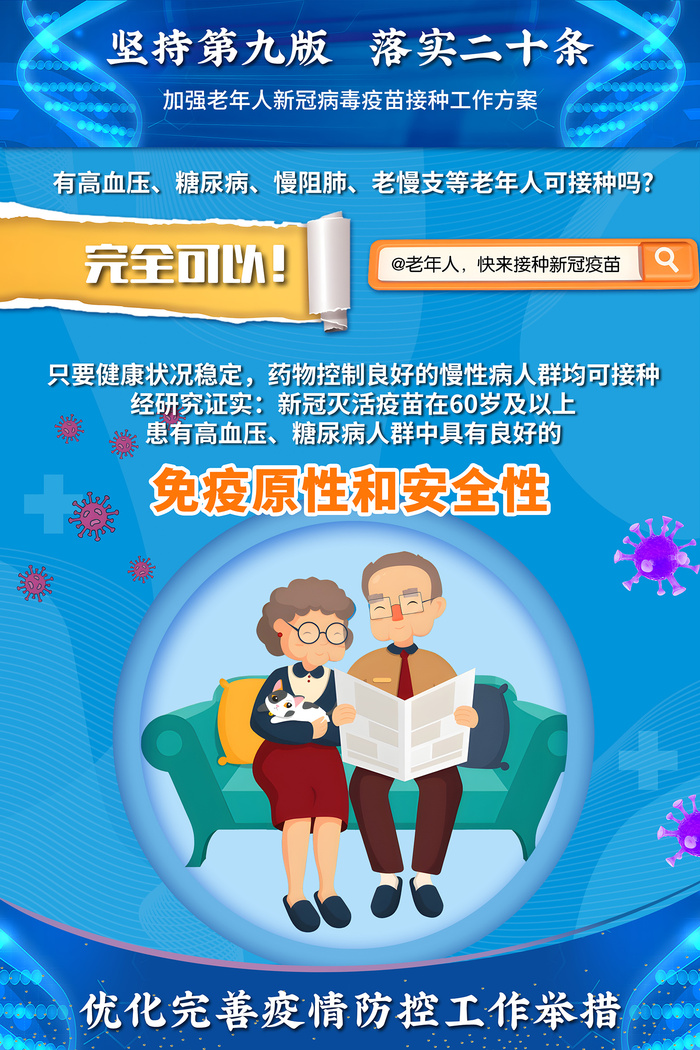 加强60岁以上老年人疫苗接种海报psd模版下载