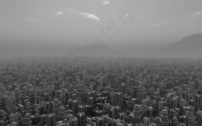 鸟瞰城市建筑景色高清图片