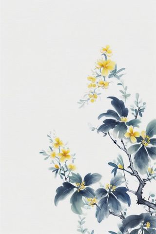 中国风简约淡雅蓝色枝叶背景