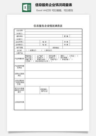 信息服务企业情况调查表excel模板