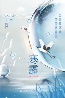 寒露仙鹤露水二十四节气海报