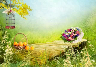 油画花卉花鸟背景