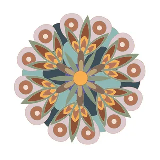 复古中式国潮风敦煌花纹装饰图案花卉藻井肌理圆形边框素材