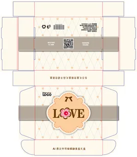 包装盒礼品翻盖盒展开刀板图