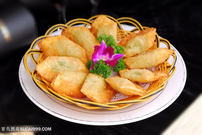 韭菜包中华美食摄影图