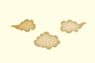 中国风古典传统图案边框纹理祥云灯笼装饰线条PSD背景素材