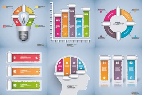 ppt素材3d数据图表模板可视化图形统计标签矢量图标模型ai源文件