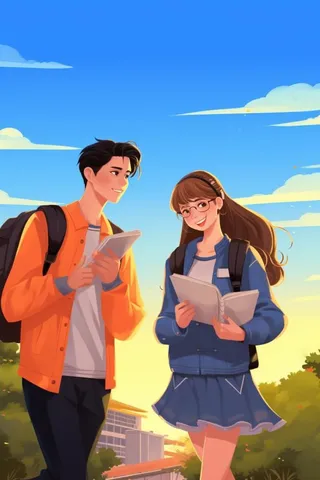 学习交流学生卡通背景