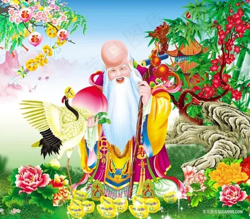 仙桃寿星仙鹤高清画高分辨率超清挂画打印喷绘素材 仙桃寿星仙鹤高清画高分辨率超清挂画打印喷绘素材