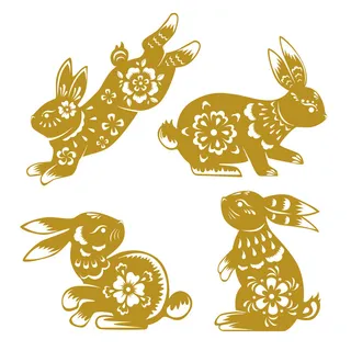 手绘2023兔年新年卡通兔子形象IP插画元素PSD设计素材png图案