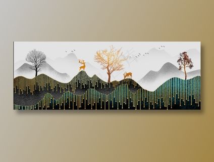 轻奢山水花鸟树木金鹿客厅卧室玄关画酒店装饰画 轻奢山水花鸟树木金鹿客厅卧室玄关画酒店装饰画