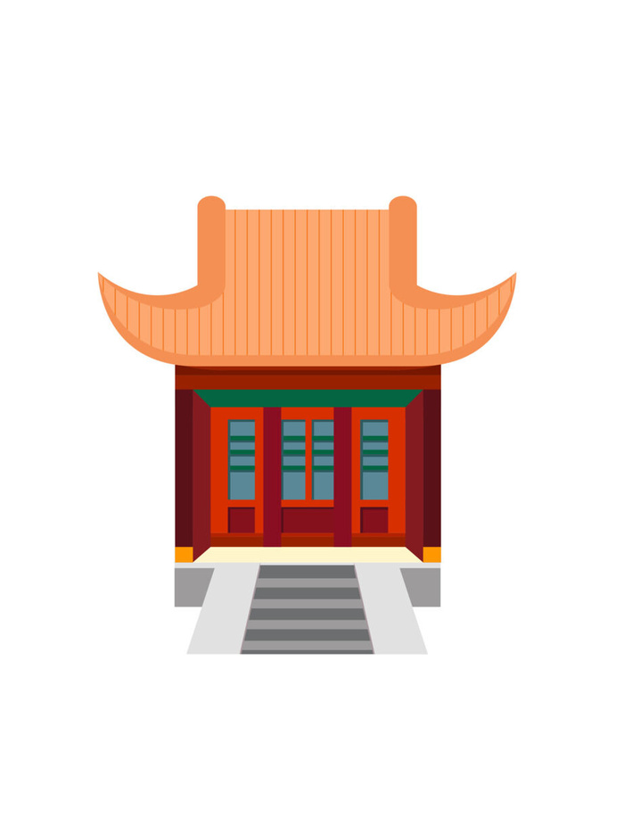 复古中国风国潮古建筑插画手绘高楼古塔AI素材亭子png免抠图