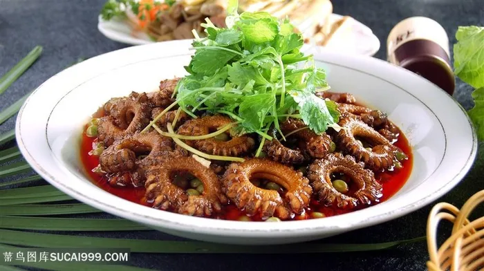 青元烧鳝段中华美食摄影图