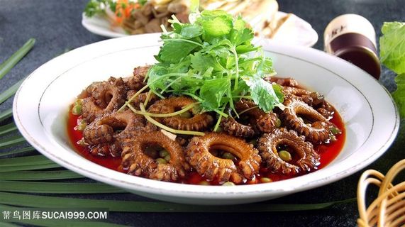 青元烧鳝段中华美食摄影图