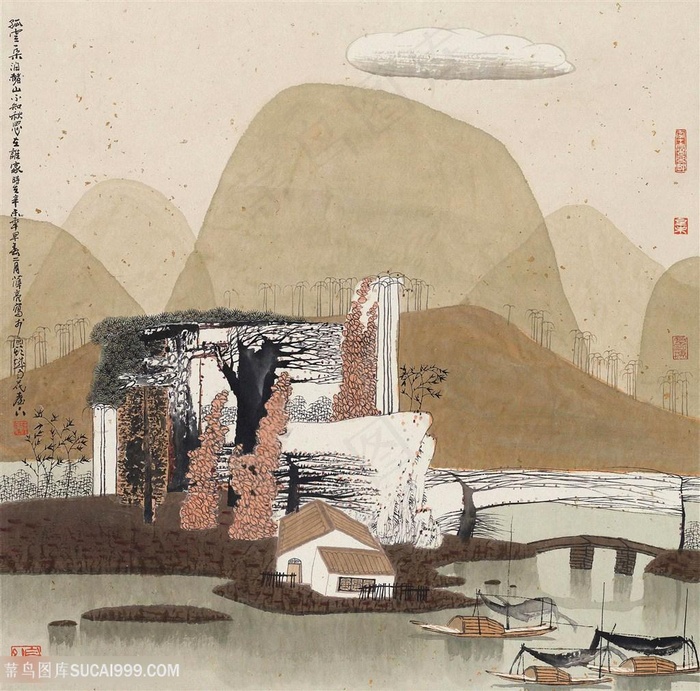 水墨山脉高清艺术挂画