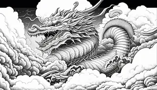 龙、生肖、节日、线条