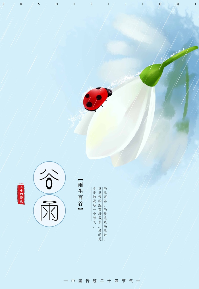 谷雨 二十四节气psd模版下载