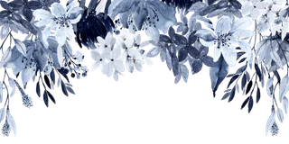 海军蓝金线水彩花卉素材