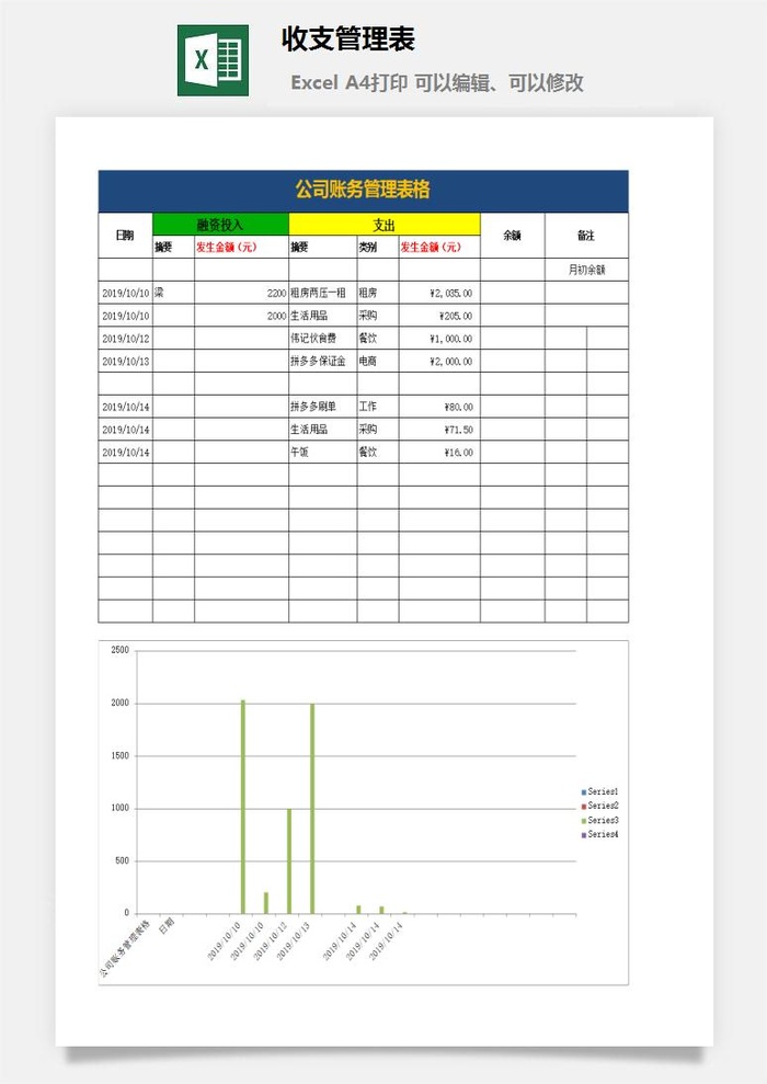 收支管理表excel模板