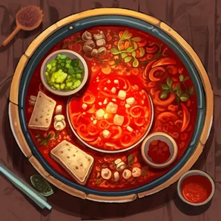 红油火锅卡通插画背景