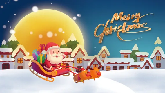 卡通圣诞老人风景PSD素材