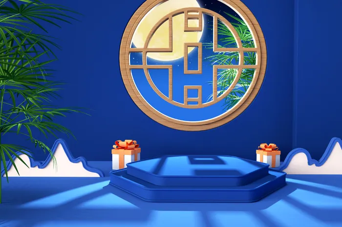 中国风古典喜庆C4D背景图3D国潮场景促销活动海报PSD设计素材模板psd模版下载