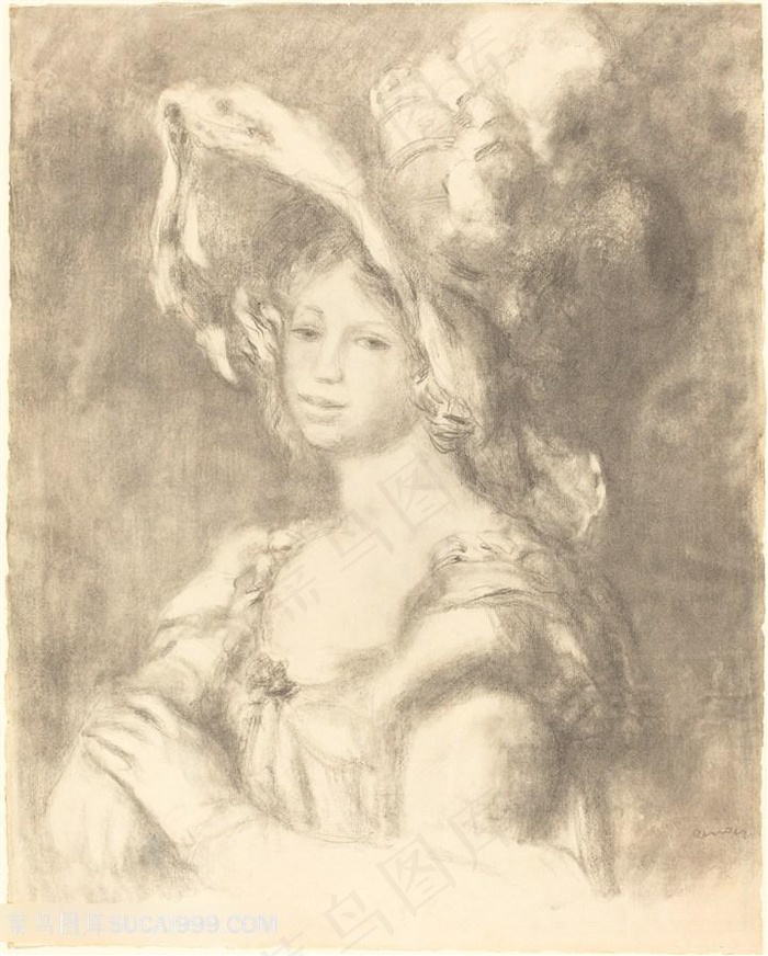 奥古斯特・雷诺阿，一个年轻女子的半身像