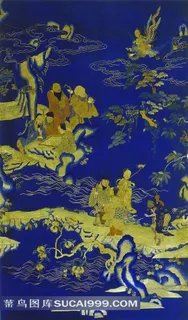八仙过海刺绣图案素材