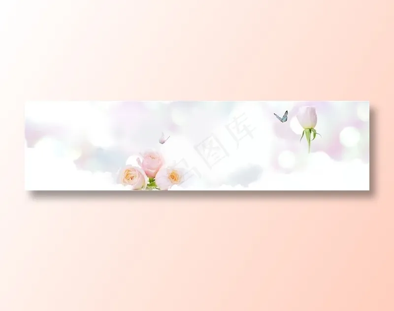 虚化护肤品玫瑰背景banner　