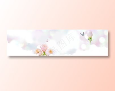 虚化护肤品玫瑰背景banner　