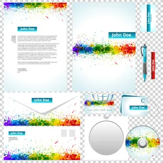 潮流时尚现代包装设计CD套信封名片信纸笔矢量素材EPS格式